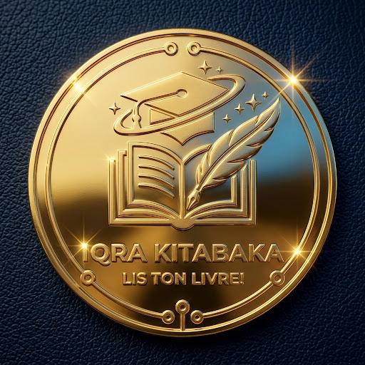Logo Iqra Kitabaka : livre ouvert et plume dorés